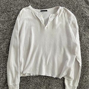 Brandy Melville White Long Sleeve Button-up Shirt